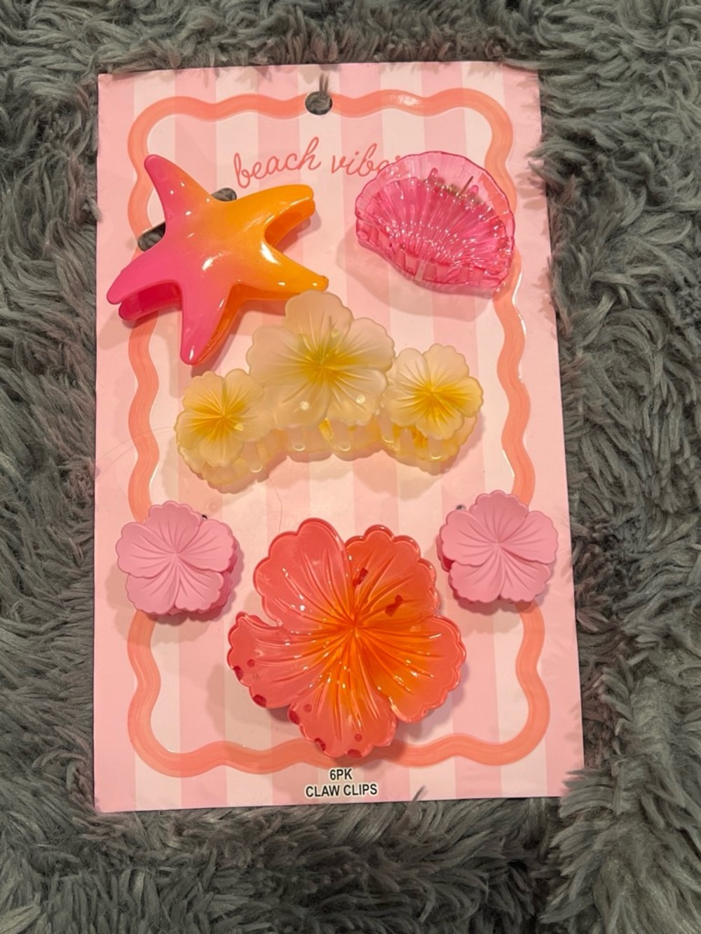 Beach Vibes Kids Hair Claw Clips - Pink, Yellow & Orange